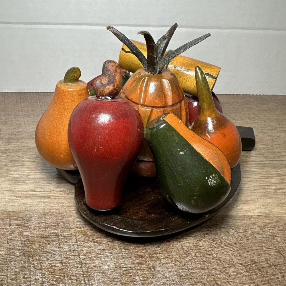Vtg Wooden Carved Hecho En "El‎ Salvador" Fruit Platter Deco Display